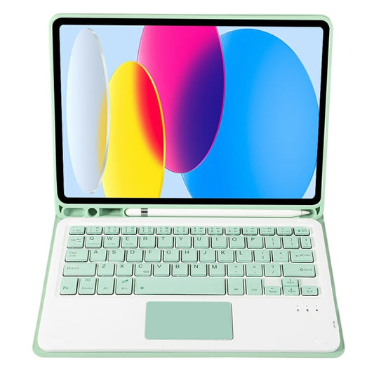 For iPad 11 2025 / 10th Gen 10.9 2022 A10B-A Lambskin Texture Bluetooth Touch Keyboard Leather Tablet Case with Pen Slot (Green) by buy2fix