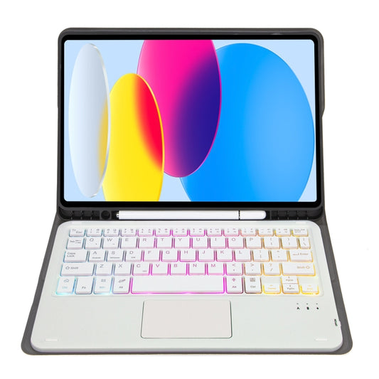 For iPad 11 2025 / 10th Gen 10.9 2022 A10B-AS Lambskin Texture Backlight Bluetooth Touch Keyboard Leather Tablet Case with Pen Slot(Gold) by buy2fix