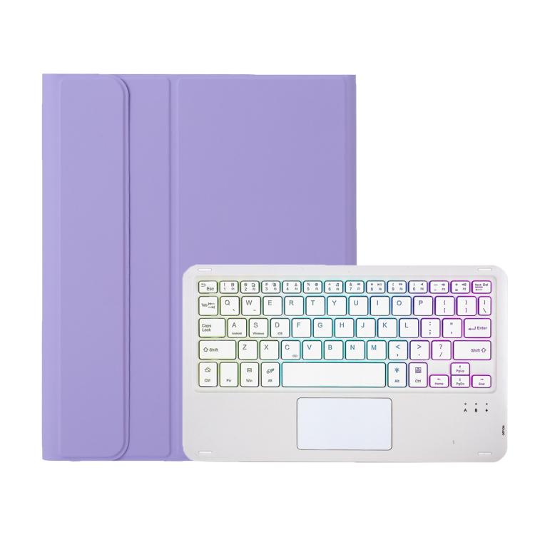 For iPad 11 2025 / 10th Gen 10.9 2022 A10B-AS Lambskin Texture Backlight Bluetooth Touch Keyboard Leather Tablet Case with Pen Slot (Lavender Purple) - Universal by buy2fix | Online Shopping UK | buy2fix