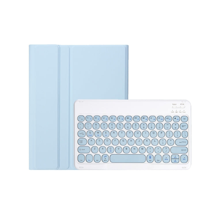 For iPad 11 2025 / 10th Gen 10.9 2022 YA10B Lambskin Texture Bluetooth Keyboard Leather Tablet Case with Pen Slot (Baby Blue) by buy2fix