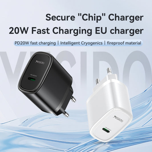 Yesido YC57B PD 20W USB-C / Type-C Single Port Quick Charger, EU Plug (Black) by Yesido