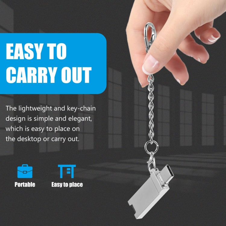 Mini Aluminum Alloy USB 2.0 Female to USB-C / Type-C Male Port Connector Adapter with Chain(Grey) by buy2fix