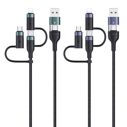 USAMS US-SJ547 U62 USB + Type-C / USB-C toType-C / USB-C + 8 Pin + Micro Aluminum Alloy PD Fast Charging Data Cable, Length: 1.2m(Black) by USAMS