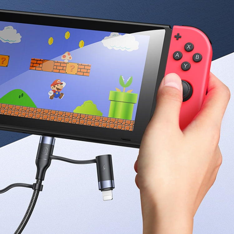 USAMS US-SJ547 U62 USB + Type-C / USB-C toType-C / USB-C + 8 Pin + Micro Aluminum Alloy PD Fast Charging Data Cable, Length: 1.2m(Green) by USAMS