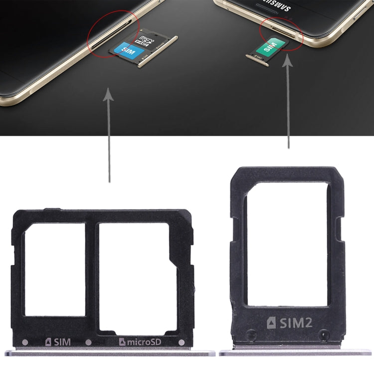 For Galaxy A5108 / A7108 2 SIM Card Tray + Micro SD Card Tray (Grey) - Card Tray by buy2fix | Online Shopping UK | buy2fix