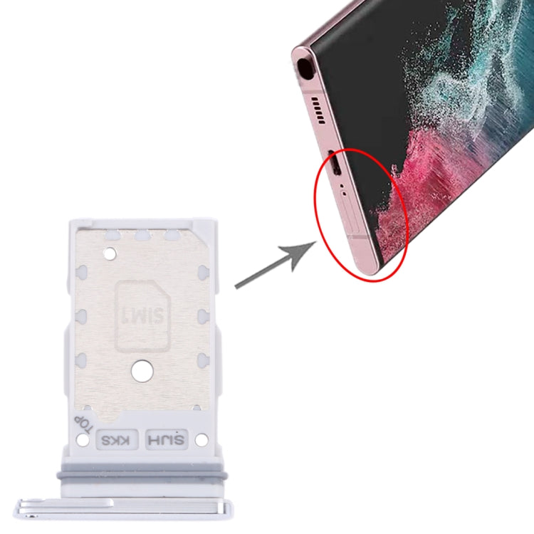 For Samsung Galaxy S22 Ultra 5G SM-S908B Original SIM Card Tray + SIM Card Tray (White) - by buy2fix | Online Shopping UK | buy2fix