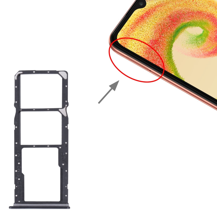 For Samsung Galaxy A04 Core SM-A042F Original SIM Card Tray + SIM Card Tray + Micro SD card tray(Black) - Card Tray by buy2fix | Online Shopping UK | buy2fix