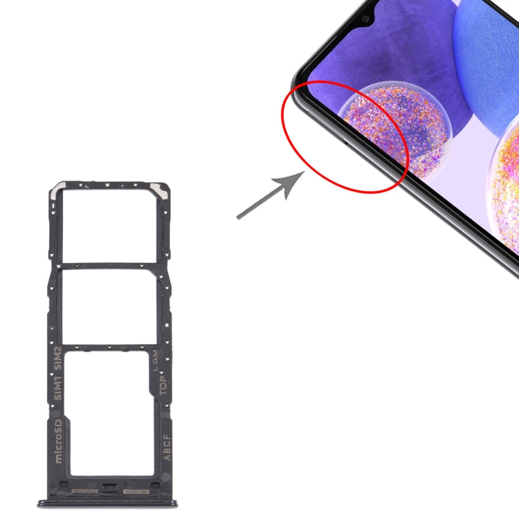 For Samsung Galaxy A23 5G SM-A236B Original SIM Card Tray + SIM Card Tray + Micro SD card tray (Black) - Card Tray by buy2fix | Online Shopping UK | buy2fix