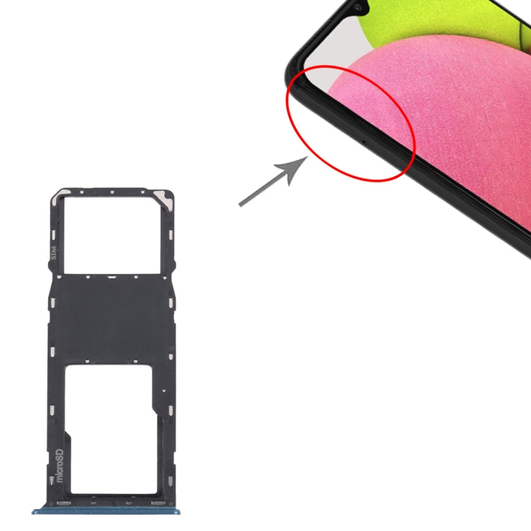 For Samsung Galaxy A03s SM-A037U Original SIM Card Tray + Micro SD card tray (Blue) - Card Tray by buy2fix | Online Shopping UK | buy2fix