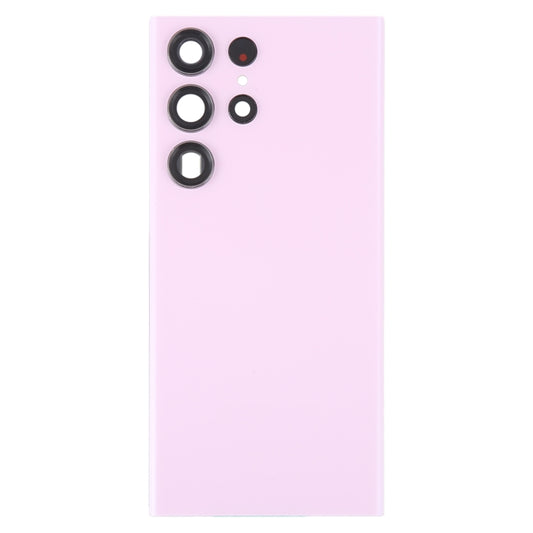 For Samsung Galaxy S23 Ultra SM-S918 Glass Battery Back Cover with Camera Lens Cover(Pink) - by buy2fix | Online Shopping UK | buy2fix