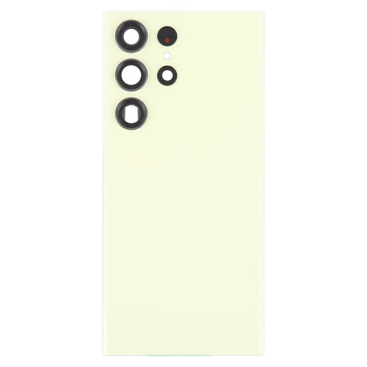For Samsung Galaxy S23 Ultra SM-S918 Glass Battery Back Cover with Camera Lens Cover(Yellow) - by buy2fix | Online Shopping UK | buy2fix
