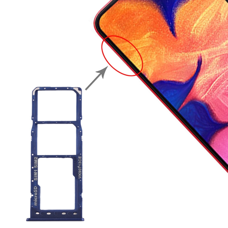 For Galaxy A10 SIM Card Tray + SIM Card Tray + Micro SD Card Tray (Blue) - Card Tray by buy2fix | Online Shopping UK | buy2fix