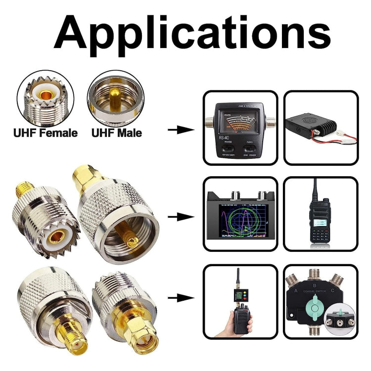 4 in 1 UHF To SMA RF Coaxial Connector Adapter by buy2fix