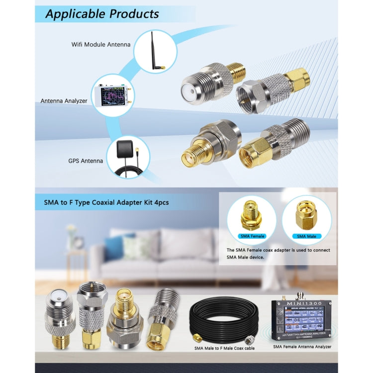 4 in 1 F To SMA RF Coaxial Connector Adapter by buy2fix