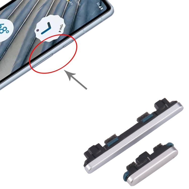 For Google Pixel 7A Power Button + Volume Control Button (Silver) by buy2fix