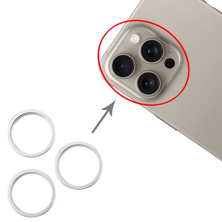 For iPhone 16 Pro Max 3pcs/set Rear Camera Glass Lens Metal Outside Protector Hoop Ring (Silver) by buy2fix