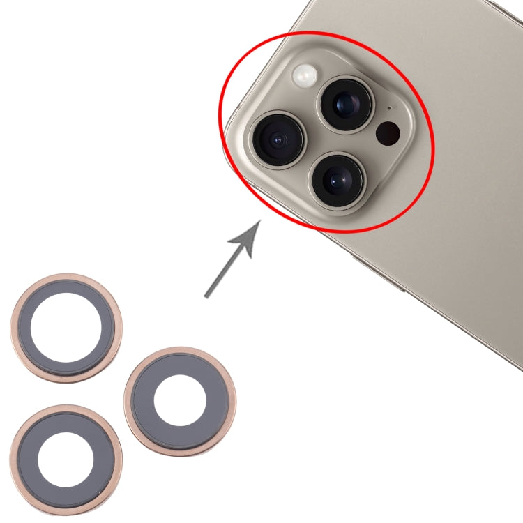 For iPhone 16 Pro 3pcs/Set Camera Lens Cover (Gold) by buy2fix
