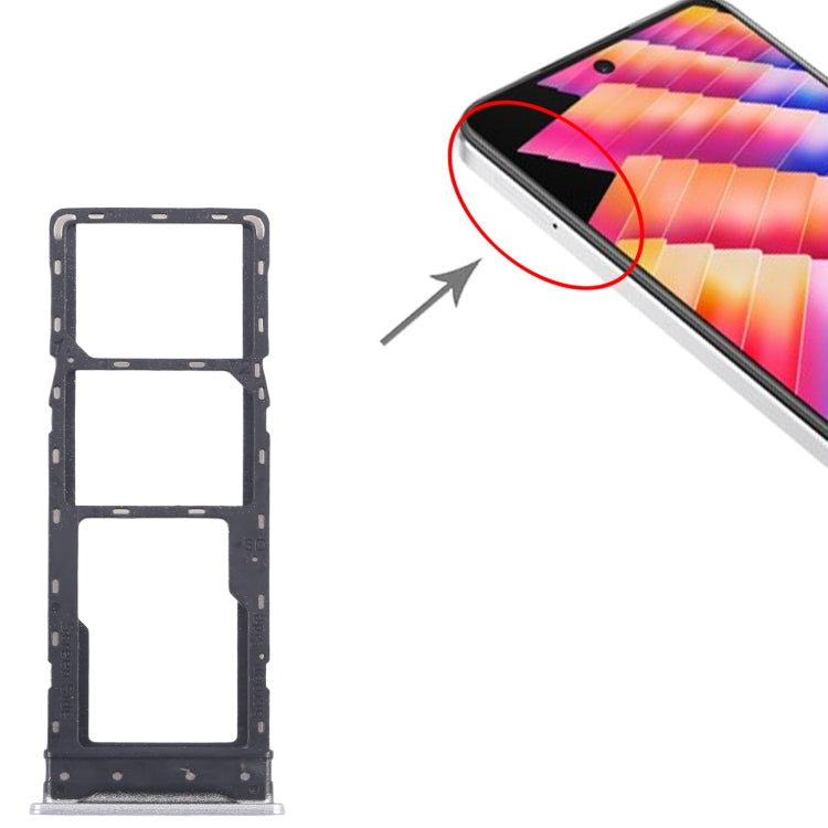 For Infinix Hot 30 Play NFC X6835 5pcs SIM Card Tray + SIM Card Tray + Micro SD Card Tray (Silver) by buy2fix