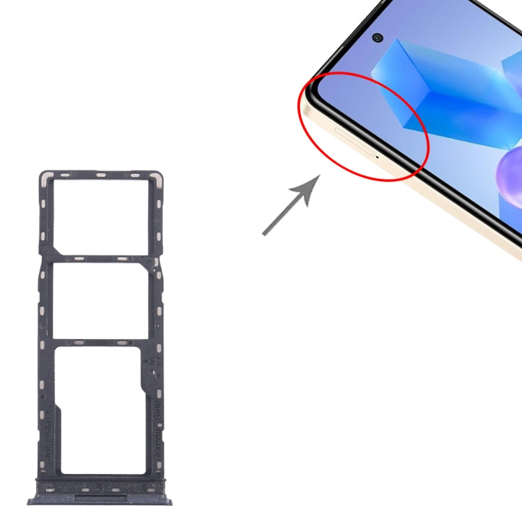 For Infinix Smart 8 Pro X6525 5pcs SIM Card Tray + SIM Card Tray + Micro SD Card Tray (Black) by buy2fix