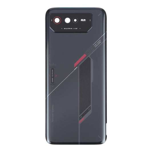 For Asus ROG Phone 6 AI2201-C AI2201-F Glass Battery Back Cover with NFC/Light Cable(Black Red) by buy2fix