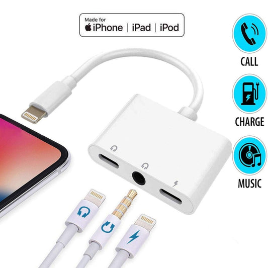 ZS-KL21820 3 in 1 8 Pin to 8 Pin Charging Port + 8 Pin Earphone Jack + 3.5mm Earphone Jack Earphone Adapter Adapter by buy2fix