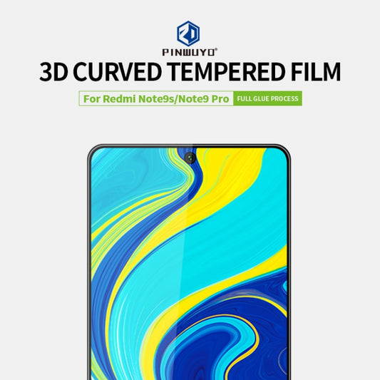 For Xiaomi RedMi Note9S/Note9Pro PINWUYO 9H 3D Curved Full Screen Explosion-proof Tempered Glass Film(Black) by PINWUYO