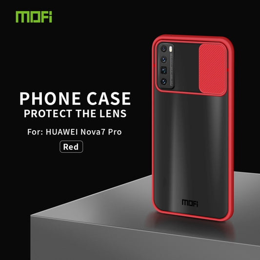 For Huawei nova 7 Pro MOFI Xing Dun Series PC + TPU Anti-peep Waterproof And Anti-drop All-inclusive Protective Shell, Translucent Frosted(Red) by MOFI