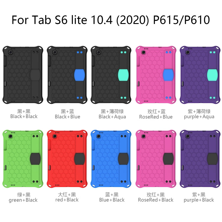 For Samsung Galaxy Tab S6 Lite P610 Honeycomb EVA + PC Shockproof Case with Strap(RoseRed+Blue) - Tab S6 Lite P610 / P615 by buy2fix | Online Shopping UK | buy2fix