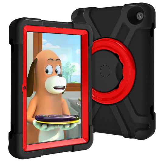For Amazon Kindle Fire HD8 (2020) PC + Silicone Shockproof Combination Case with 360 Degree Rotating Holder & Handle(Black + Red) - by buy2fix | Online Shopping UK | buy2fix
