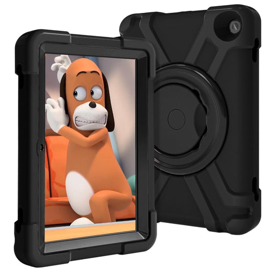 For Amazon Kindle Fire HD8 (2020) PC + Silicone Shockproof Combination Case with 360 Degree Rotating Holder & Handle(Black) - by buy2fix | Online Shopping UK | buy2fix