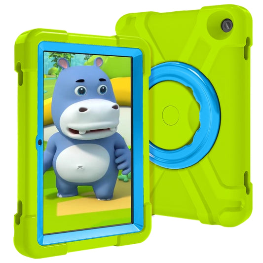 For Amazon Kindle Fire HD8 (2020) PC + Silicone Shockproof Combination Case with 360 Degree Rotating Holder & Handle(Glass Green + Blue) - by buy2fix | Online Shopping UK | buy2fix