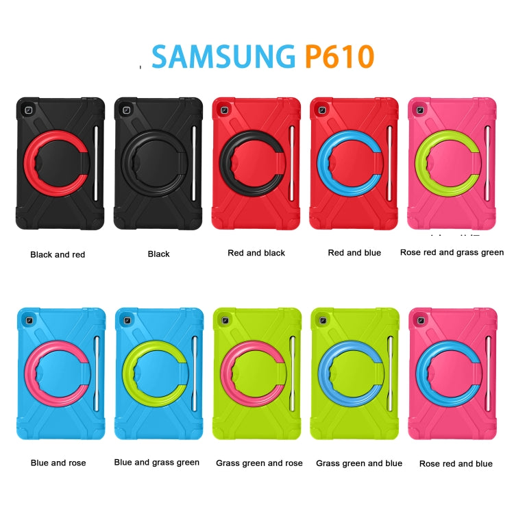 For Samsung Galaxy Tab S6 Lite P610 PC + Silicone Shockproof Combination Case with 360 Degree Rotating Holder & Handle & Pen Slot(Glass Green + Blue) - Tab S6 Lite P610 / P615 by buy2fix | Online Shopping UK | buy2fix