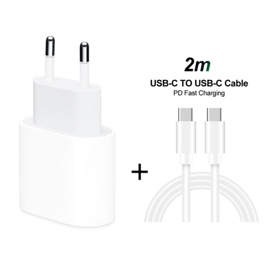 2 in 1 PD 20W Single USB-C / Type-C Port Travel Charger + 3A PD3.0 USB-C / Type-C to USB-C / Type-C Fast Charge Data Cable Set, Cable Length: 2m, EU Plug by buy2fix