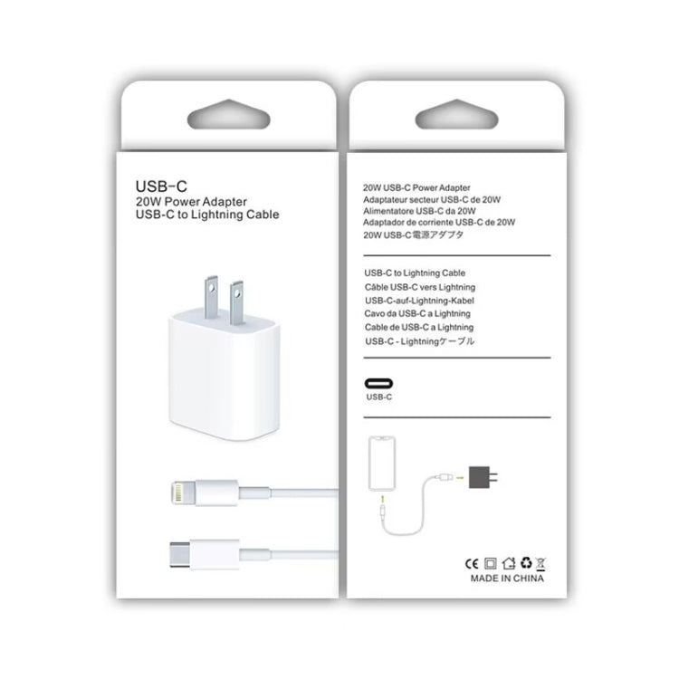 2 in 1 PD 20W Single USB-C / Type-C Port Travel Charger + 3A PD3.0 USB-C / Type-C to 8 Pin Fast Charge Data Cable Set, Cable Length: 1m, US Plug by buy2fix