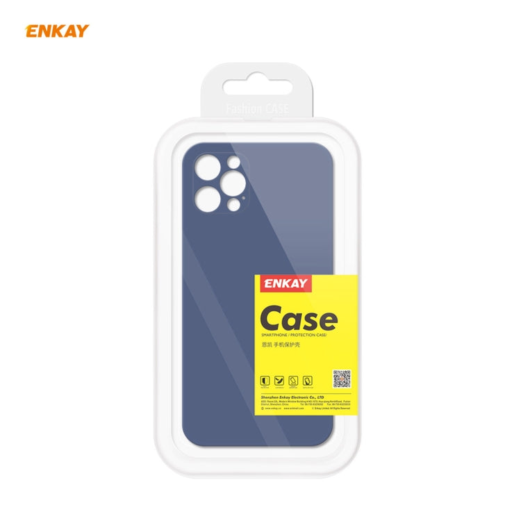 For iPhone 12 Pro Max Hat-Prince ENKAY ENK-PC070 Liquid Silicone Straight Edge Shockproof Protective Case(Navy Blue) - iPhone 12 Pro Max Cases by ENKAY | Online Shopping UK | buy2fix