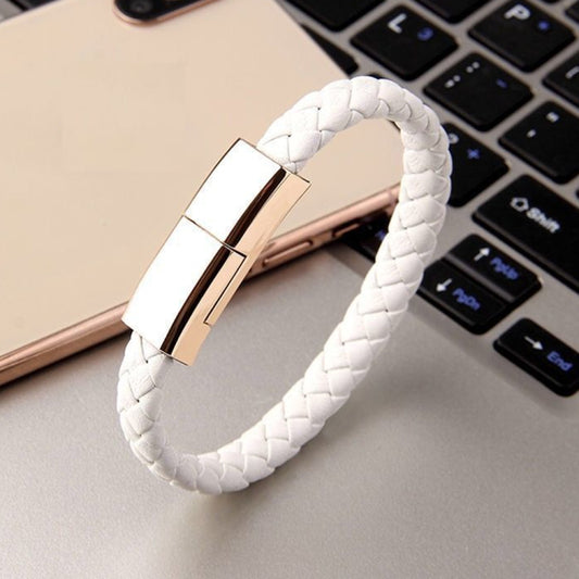 XJ-26 3A USB to Micro USB Creative Bracelet Data Cable, Cable Length: 22.5cm (White) by buy2fix