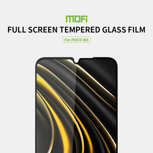 For Xiaomi Poco M3 MOFI 9H 2.5D Full Screen Tempered Glass Film(Black) by MOFI