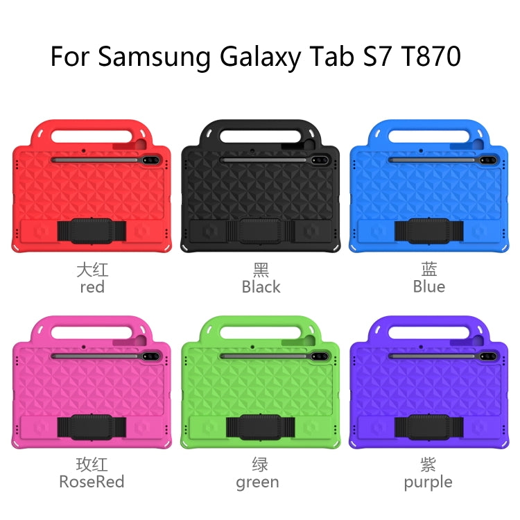 For Galaxy Tab S8 / Galaxy Tab S7 T870/T875 Diamond Series EVA Anti-Fall Shockproof Sleeve Protective Shell Case with Holder & Strap(Black) by buy2fix