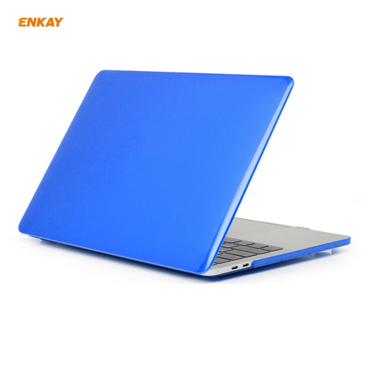 ENKAY 3 in 1 Crystal Laptop Protective Case + EU Version TPU Keyboard Film + Anti-dust Plugs Set for MacBook Pro 13.3 inch A1706 / A1989 / A2159 (with Touch Bar)(Dark Blue) by ENKAY