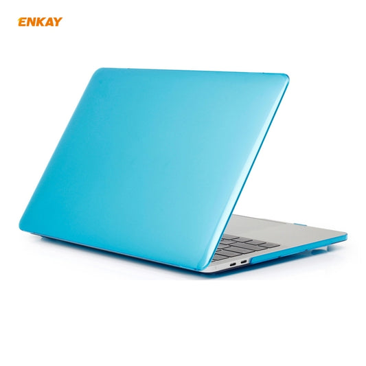 ENKAY 3 in 1 Crystal Laptop Protective Case + EU Version TPU Keyboard Film + Anti-dust Plugs Set for MacBook Pro 13.3 inch A1706 / A1989 / A2159 (with Touch Bar)(Light Blue) by ENKAY