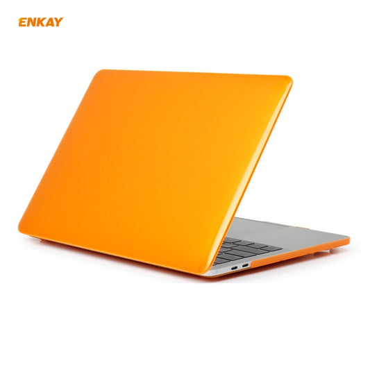 ENKAY 3 in 1 Crystal Laptop Protective Case + EU Version TPU Keyboard Film + Anti-dust Plugs Set for MacBook Pro 13.3 inch A1706 / A1989 / A2159 (with Touch Bar)(Orange) by ENKAY