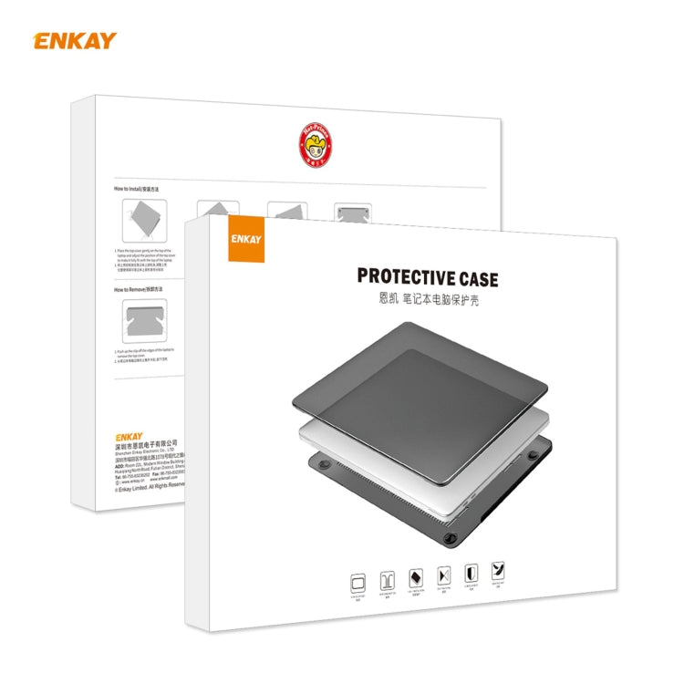 ENKAY 3 in 1 Crystal Laptop Protective Case + EU Version TPU Keyboard Film + Anti-dust Plugs Set for MacBook Pro 13.3 inch A1706 / A1989 / A2159 (with Touch Bar)(Black) by ENKAY