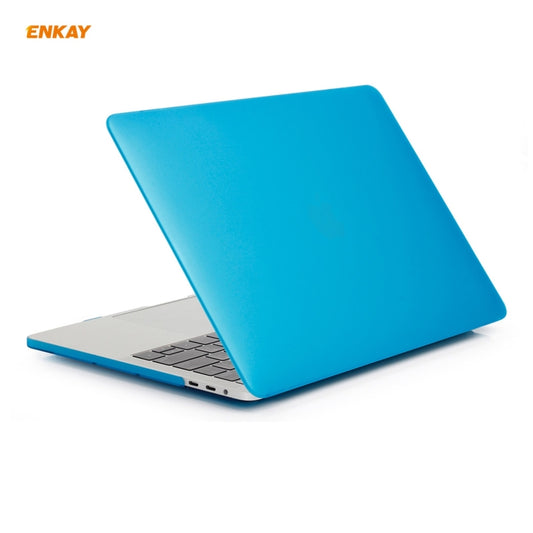 ENKAY 3 in 1 Matte Laptop Protective Case + US Version TPU Keyboard Film + Anti-dust Plugs Set for MacBook Pro 13.3 inch A1706 / A1989 / A2159 (with Touch Bar)(Light Blue) by ENKAY