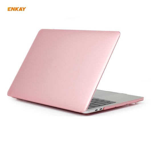 ENKAY 3 in 1 Crystal Laptop Protective Case + EU Version TPU Keyboard Film + Anti-dust Plugs Set for MacBook Pro 13.3 inch A1708 (without Touch Bar)(Pink) by ENKAY
