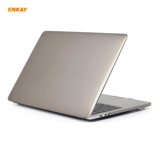 ENKAY 3 in 1 Crystal Laptop Protective Case + EU Version TPU Keyboard Film + Anti-dust Plugs Set for MacBook Pro 15.4 inch A1707 & A1990 (with Touch Bar)(Grey) by ENKAY