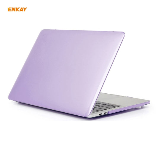 ENKAY 3 in 1 Crystal Laptop Protective Case + EU Version TPU Keyboard Film + Anti-dust Plugs Set for MacBook Pro 15.4 inch A1707 & A1990 (with Touch Bar)(Purple) by ENKAY