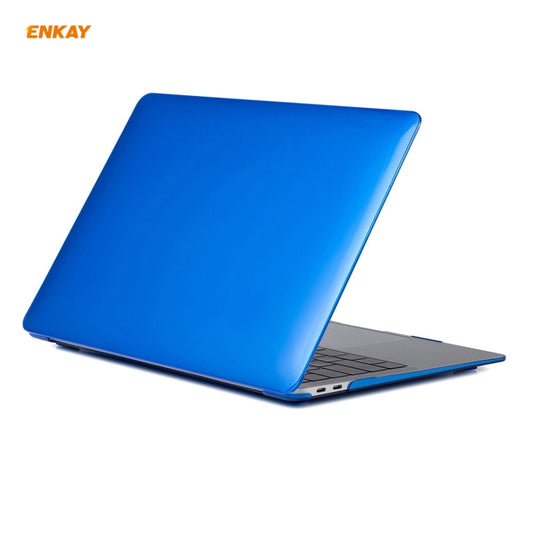 ENKAY 3 in 1 Crystal Laptop Protective Case + US Version TPU Keyboard Film + Anti-dust Plugs Set for MacBook Air 13.3 inch A1932 (2018)(Dark Blue) by ENKAY
