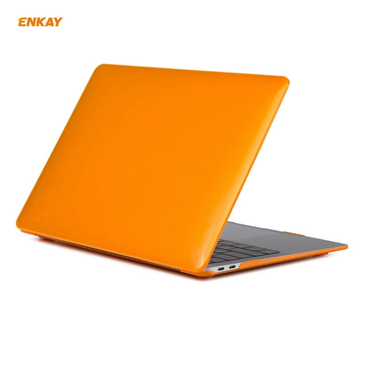 ENKAY 3 in 1 Crystal Laptop Protective Case + US Version TPU Keyboard Film + Anti-dust Plugs Set for MacBook Air 13.3 inch A1932 (2018)(Orange) by ENKAY