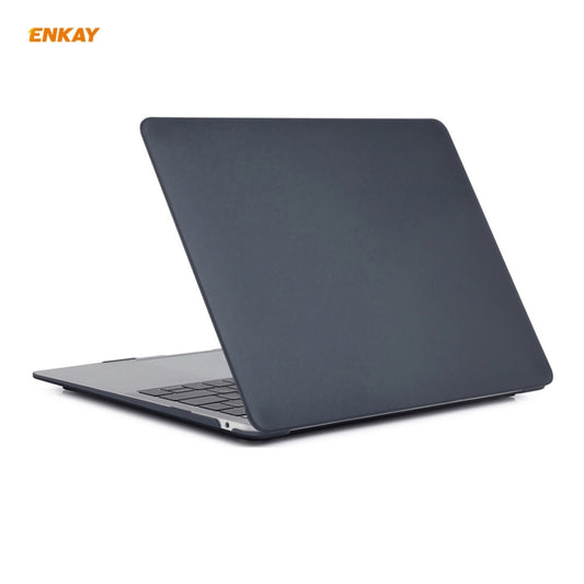 ENKAY 3 in 1 Matte Laptop Protective Case + US Version TPU Keyboard Film + Anti-dust Plugs Set for MacBook Air 13.3 inch A1932 (2018)(Black) by ENKAY