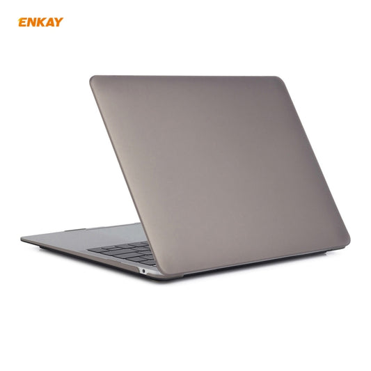 ENKAY 3 in 1 Matte Laptop Protective Case + US Version TPU Keyboard Film + Anti-dust Plugs Set for MacBook Air 13.3 inch A2179 & A2337 (2020)(Grey) by ENKAY